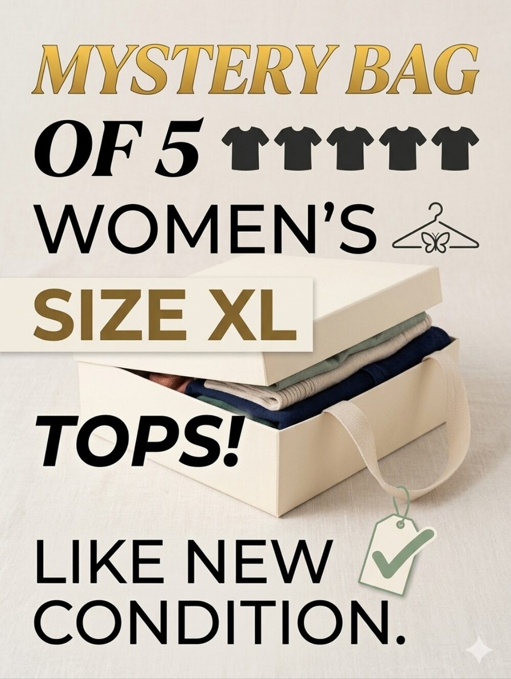 Mystery 5 Women's Tops Bundle - XL Assorted Colors, Brands, Like New Condition